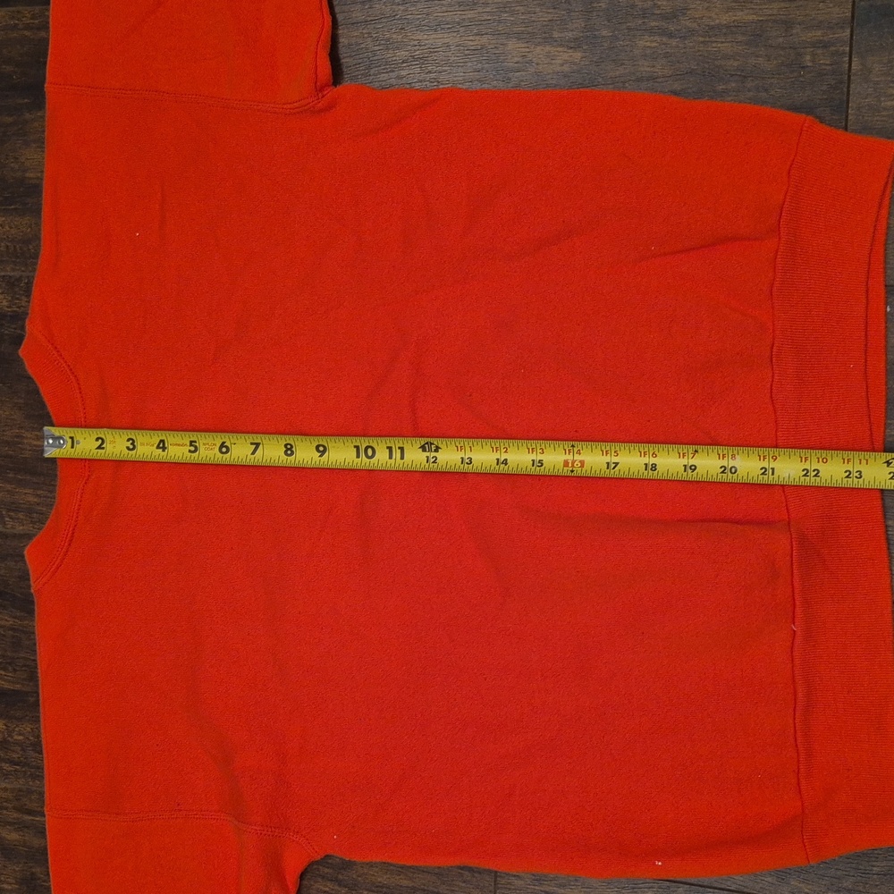80s Kitty Sweatshirt Large Orange Vintage Granny Core Puffy Cat Lady Pullover - Picture 3 of 3